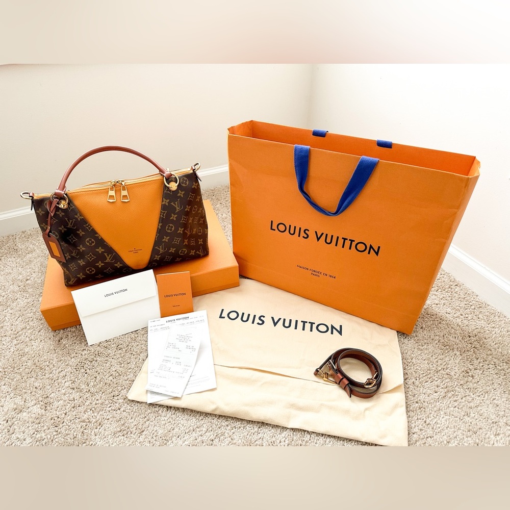 Louis Vuitton V Tote Monogram MM Canvas and Saffron